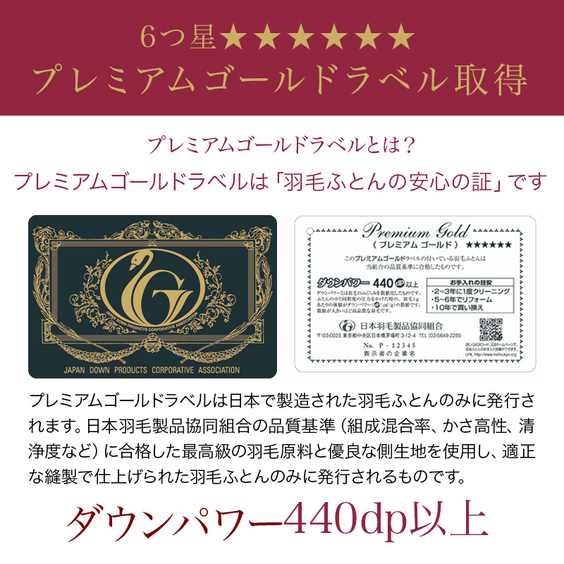 6つ星プレミアムグース95％ 羽毛掛け布団 80サテンの超長綿の二層式