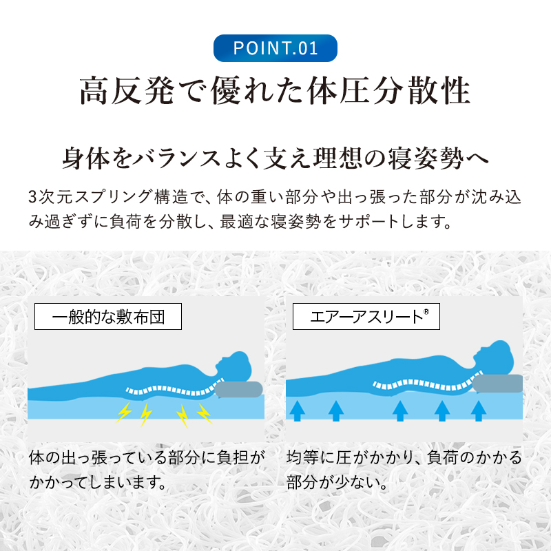 マットレス 敷布団 ダブル 日本製 エアーアスリート 全部洗える